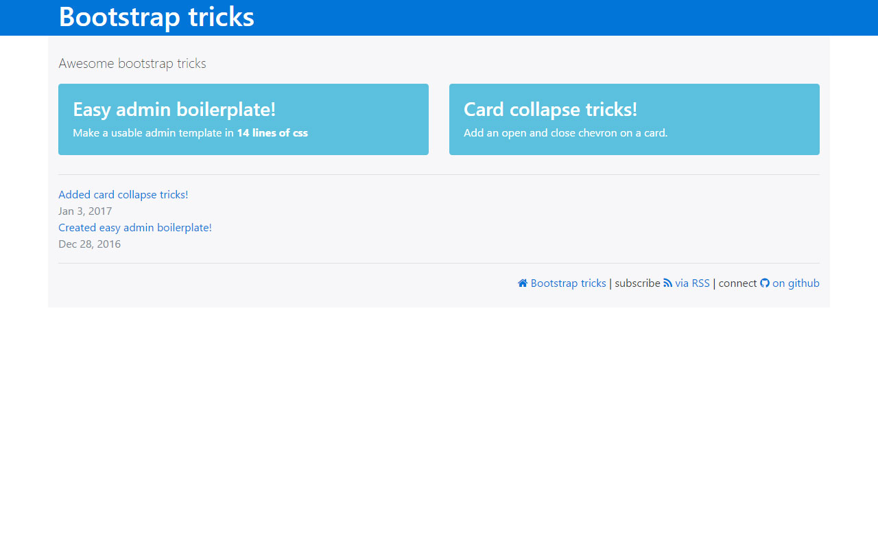 View of the bootstrap tricks website